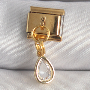316L Çelik Gold Renk Sallantı Damla Zirkon Taşlı Nomination Charm 5886