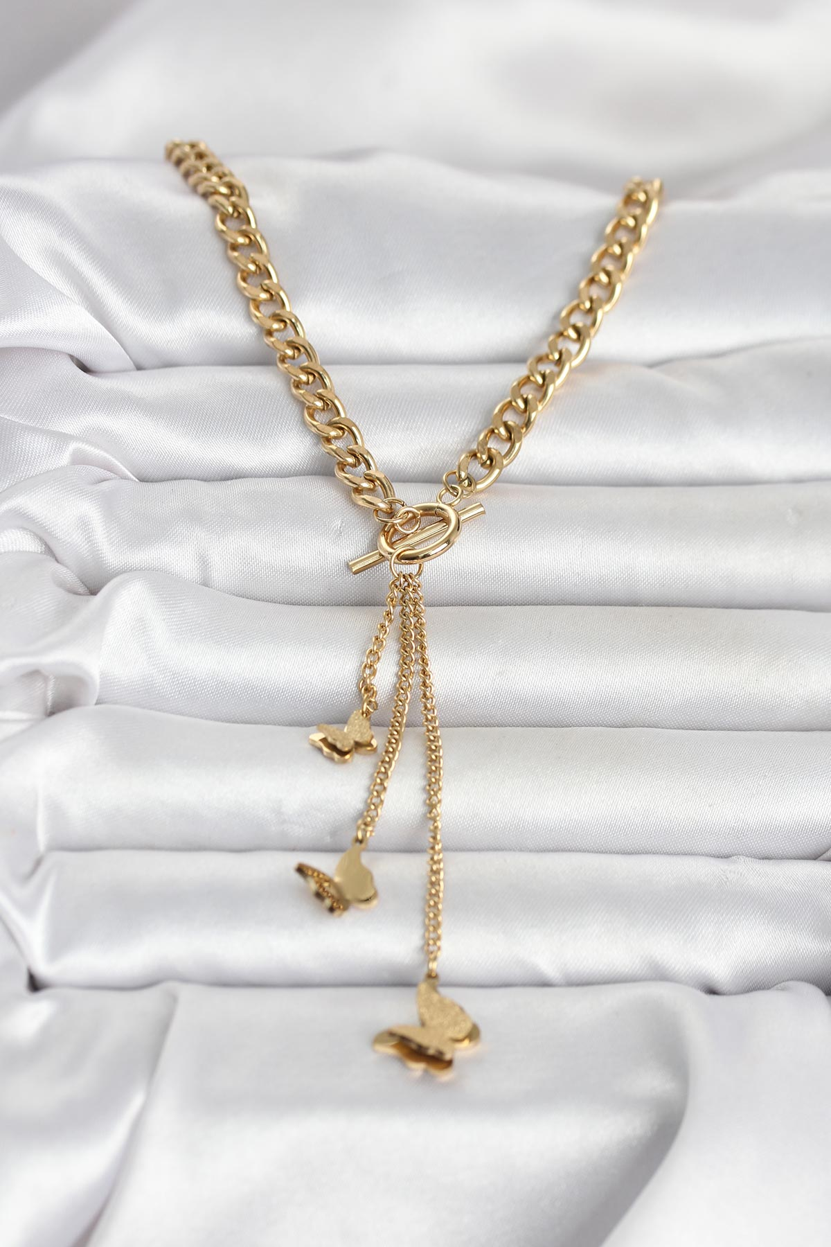 316L Çelik Gold Renk Kelebek Sallantılı Kadın Kolye 5886 2 316L Çelik Gold Renk Kelebek Sallantılı Kadın Kolye 5886 - Görsel 2