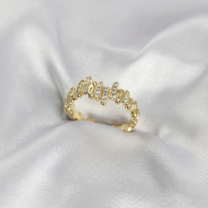 Haydiburaya 106 Gold Renk Pirinç Ritim Model Zirkon Taşlı Kadın Yüzük 5886