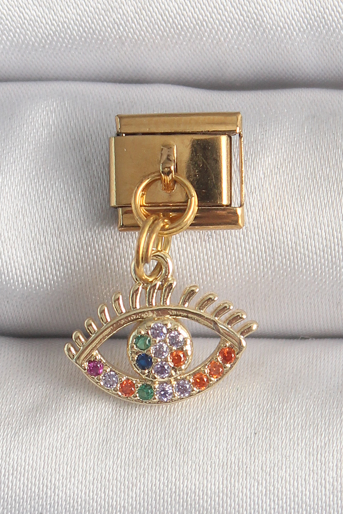316L Çelik Gold Renk Sallantı Renkli Zirkon Taşlı Göz Model Nomination Charm 5886 1 316L Çelik Gold Renk Sallantı Renkli Zirkon Taşlı Göz Model Nomination Charm 5886