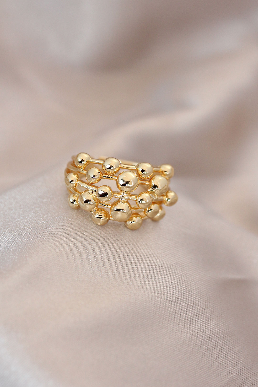 Ayarlamalı Gold Renk Metal Bombeli Boluncuk Model Yüzük 5886 1 Ayarlamalı Gold Renk Metal Bombeli Boluncuk Model Yüzük 5886