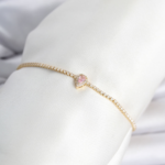 Pirinç Gold Renk Pembe Damla Model Su Yolu Kadın Bileklik 5886