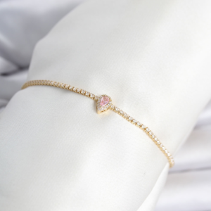 Pirinç Gold Renk Pembe Damla Model Su Yolu Kadın Bileklik 5886