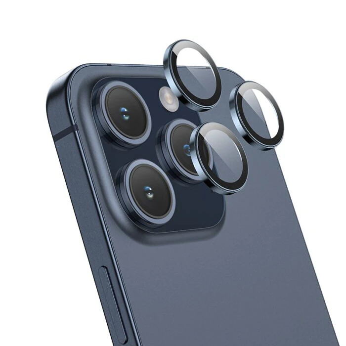 HOCO Crystal Clear iPhone 15 Pro-15 Pro Max HD 3D Metal Çerçeveli Kamera Koruyucu Lens-(5775) 2 HOCO Crystal Clear iPhone 15 Pro-15 Pro Max HD 3D Metal Çerçeveli Kamera Koruyucu Lens-(5775) - Görsel 2