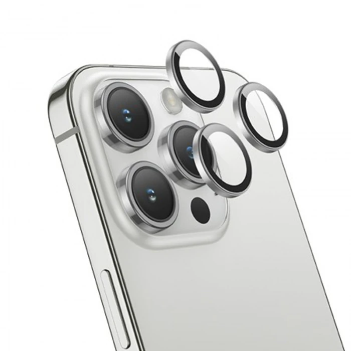 HOCO Crystal Clear iPhone 15 Pro-15 Pro Max HD 3D Metal Çerçeveli Kamera Koruyucu Lens-(5775) 3 HOCO Crystal Clear iPhone 15 Pro-15 Pro Max HD 3D Metal Çerçeveli Kamera Koruyucu Lens-(5775) - Görsel 3