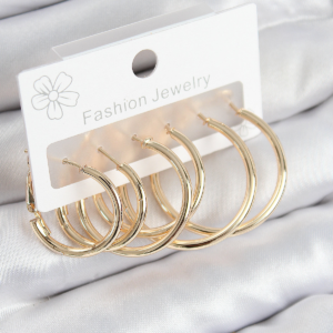 Pirinç Halka Model Gold Renk Kadın Set Küpe 5886