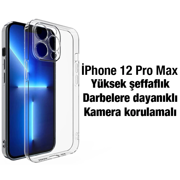 Ally iPhone 12 Pro Max 6.7inç Kılıf Kamera Korumalı Ultra İnce Şeffaf Silikon Kılıf 2 Ally iPhone 12 Pro Max 6.7inç Kılıf Kamera Korumalı Ultra İnce Şeffaf Silikon Kılıf - Görsel 2