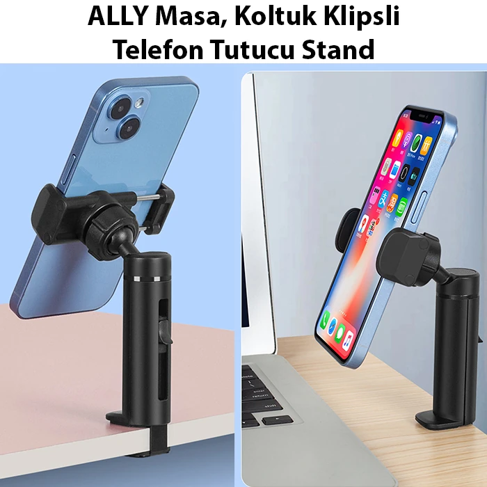 ALLY Masa Koltuk Klipsli Telefon Tutucu Stand 2 ALLY Masa Koltuk Klipsli Telefon Tutucu Stand - Görsel 2