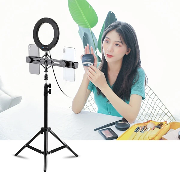 PULUZ 1.1M Çift Telefon tutucu 6.2CM Led Işık Stand YoutuberCanlı Yayın Selfie TikTok Makeup 2 PULUZ 1.1M Çift Telefon tutucu 6.2CM Led Işık Stand YoutuberCanlı Yayın Selfie TikTok Makeup - Görsel 2