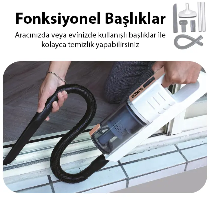 Ezere 15000pa LED Işıklı Kuru Islak Kullanım Kablosuz Güçlü El Araç-Ev Süpürgesi-(5775) 4 Ezere 15000pa LED Işıklı Kuru Islak Kullanım Kablosuz Güçlü El Araç-Ev Süpürgesi-(5775) - Görsel 4