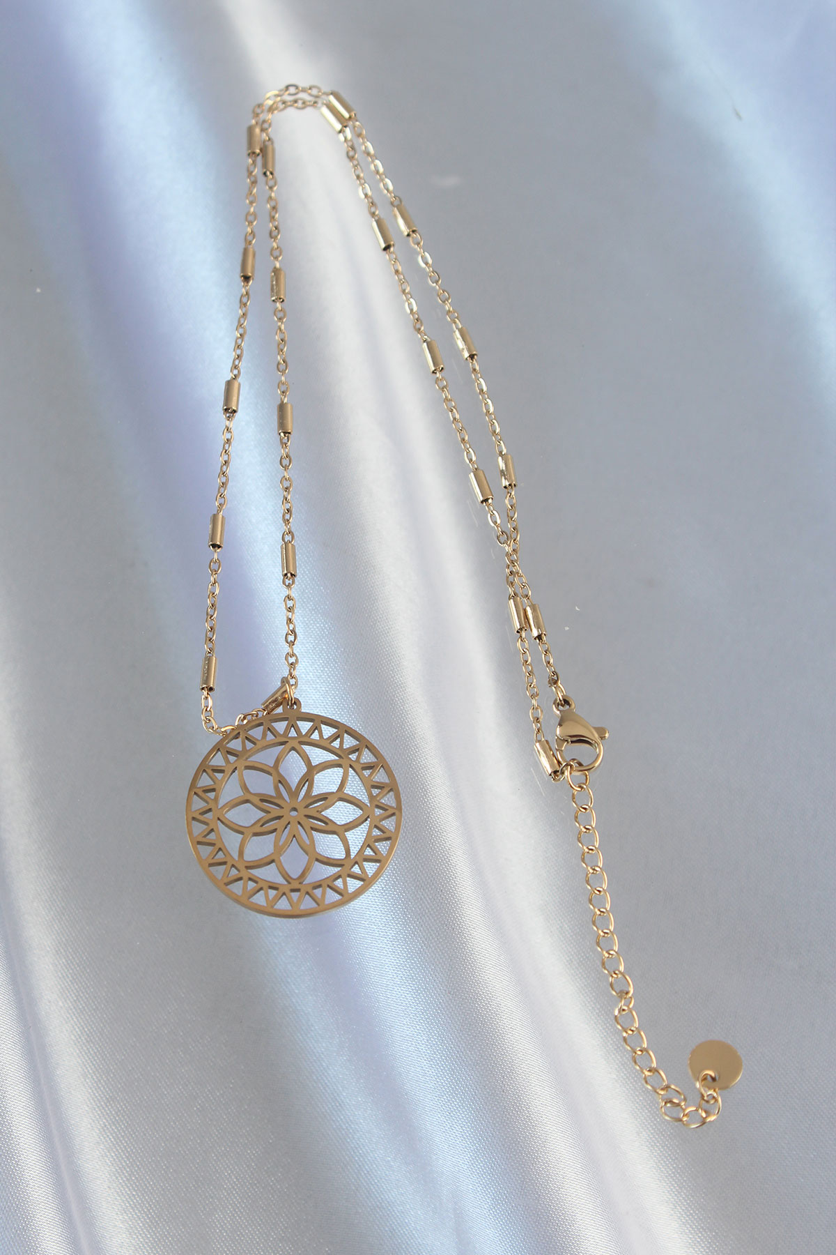 316L Çelik Zincir Gold Renk Lotus Model Kolye 5886 3 316L Çelik Zincir Gold Renk Lotus Model Kolye 5886 - Görsel 3