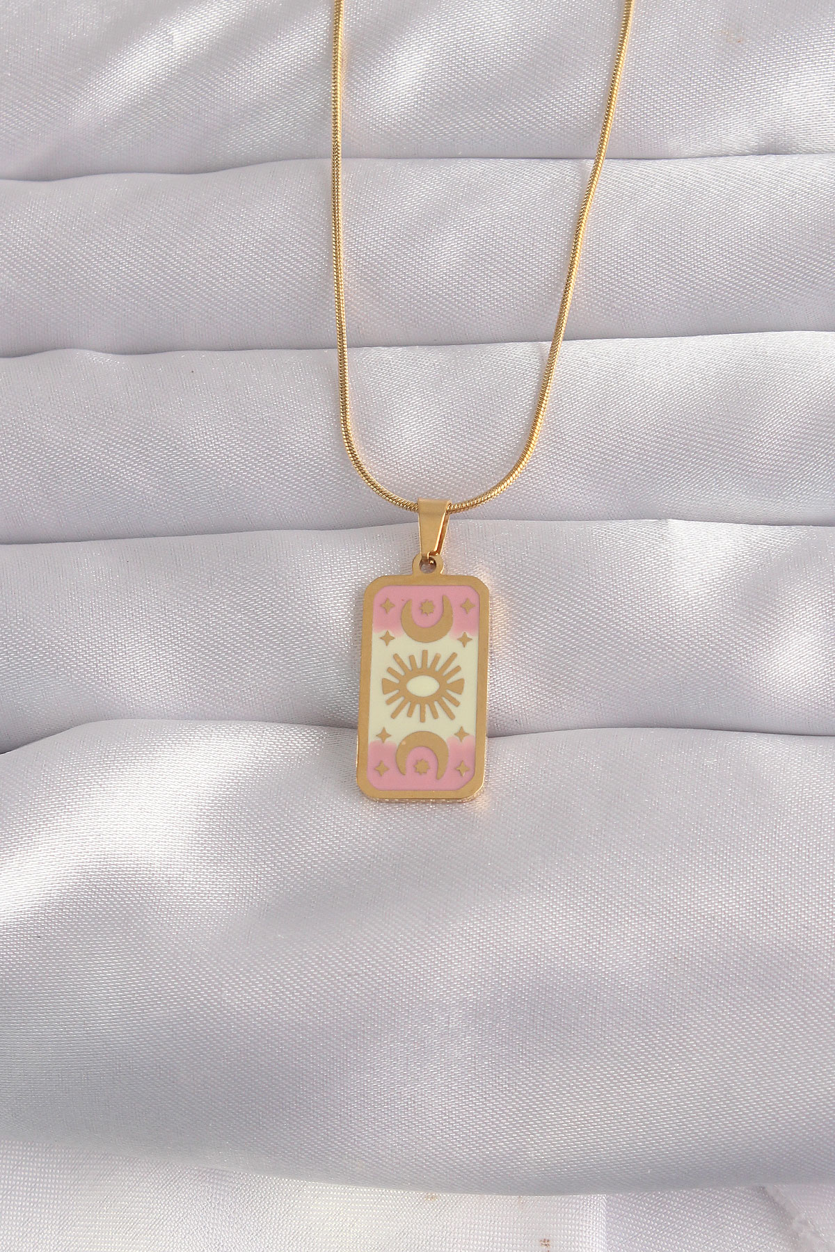 316L Çelik Gold Renk Karışık Mineli Ay Figür Tarot Kolye 5886 1 316L Çelik Gold Renk Karışık Mineli Ay Figür Tarot Kolye 5886
