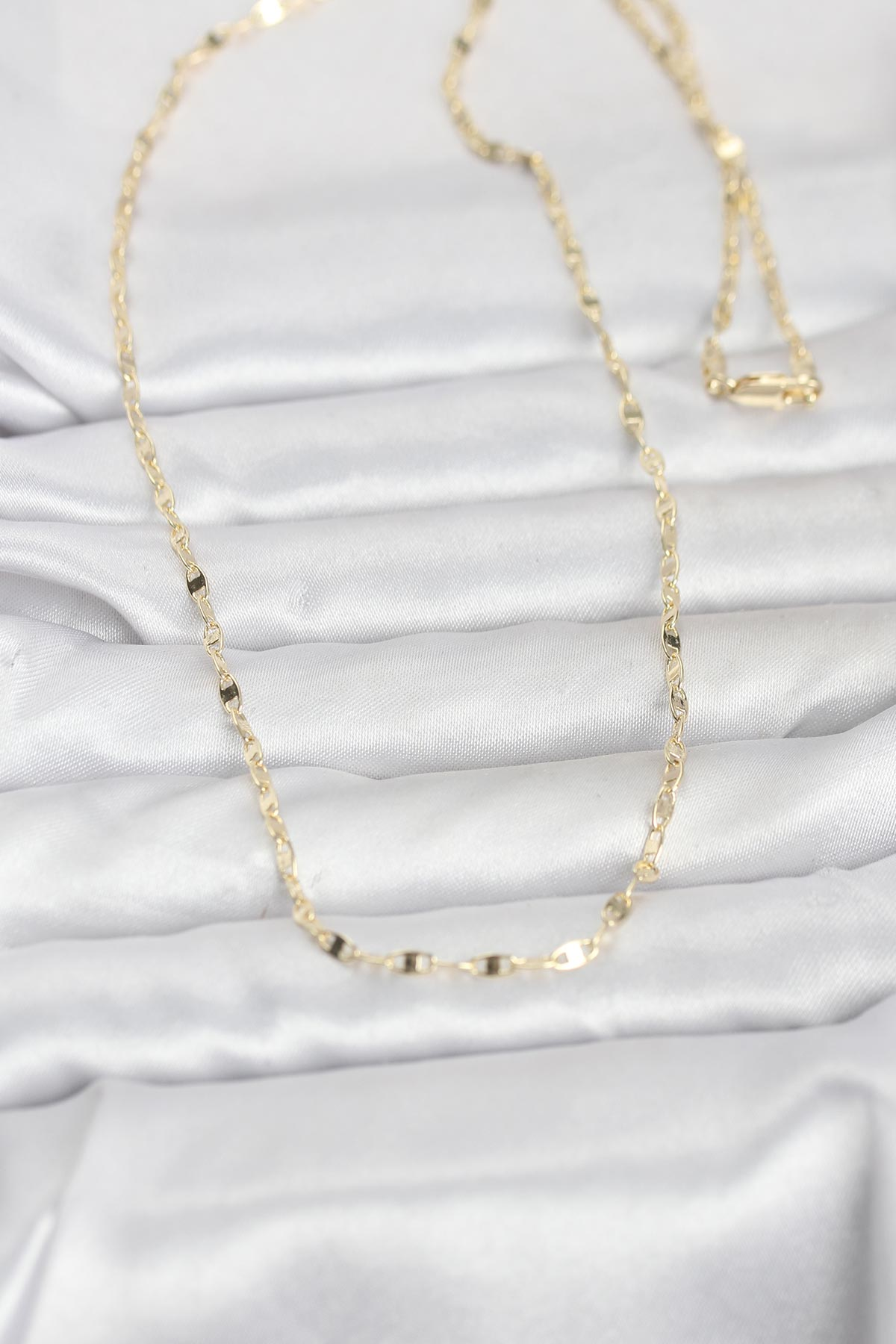 CM 14K Gold Renk Yassı Gemici Zincir Model 60 cm Kadın Kolye 5886 2 CM 14K Gold Renk Yassı Gemici Zincir Model 60 cm Kadın Kolye 5886 - Görsel 2