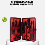 17 Parça Profesyonel Manikür Pedikür Seti Paslanmaz Çelik Siyah Kutu
