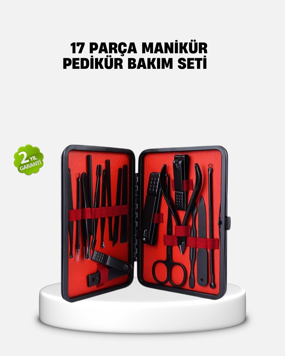 17 Parça Profesyonel Manikür Pedikür Seti Paslanmaz Çelik Siyah Kutu 1 17 Parça Profesyonel Manikür Pedikür Seti Paslanmaz Çelik Siyah Kutu