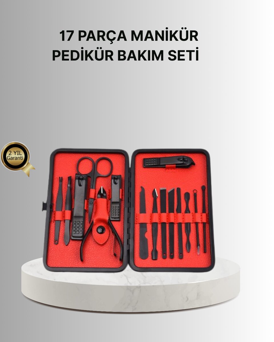 Şık Kutu Tasarımlı 17 Parça Manikür Pedikür Seti Dayanıklı ve Hijyenik 1 Şık Kutu Tasarımlı 17 Parça Manikür Pedikür Seti Dayanıklı ve Hijyenik
