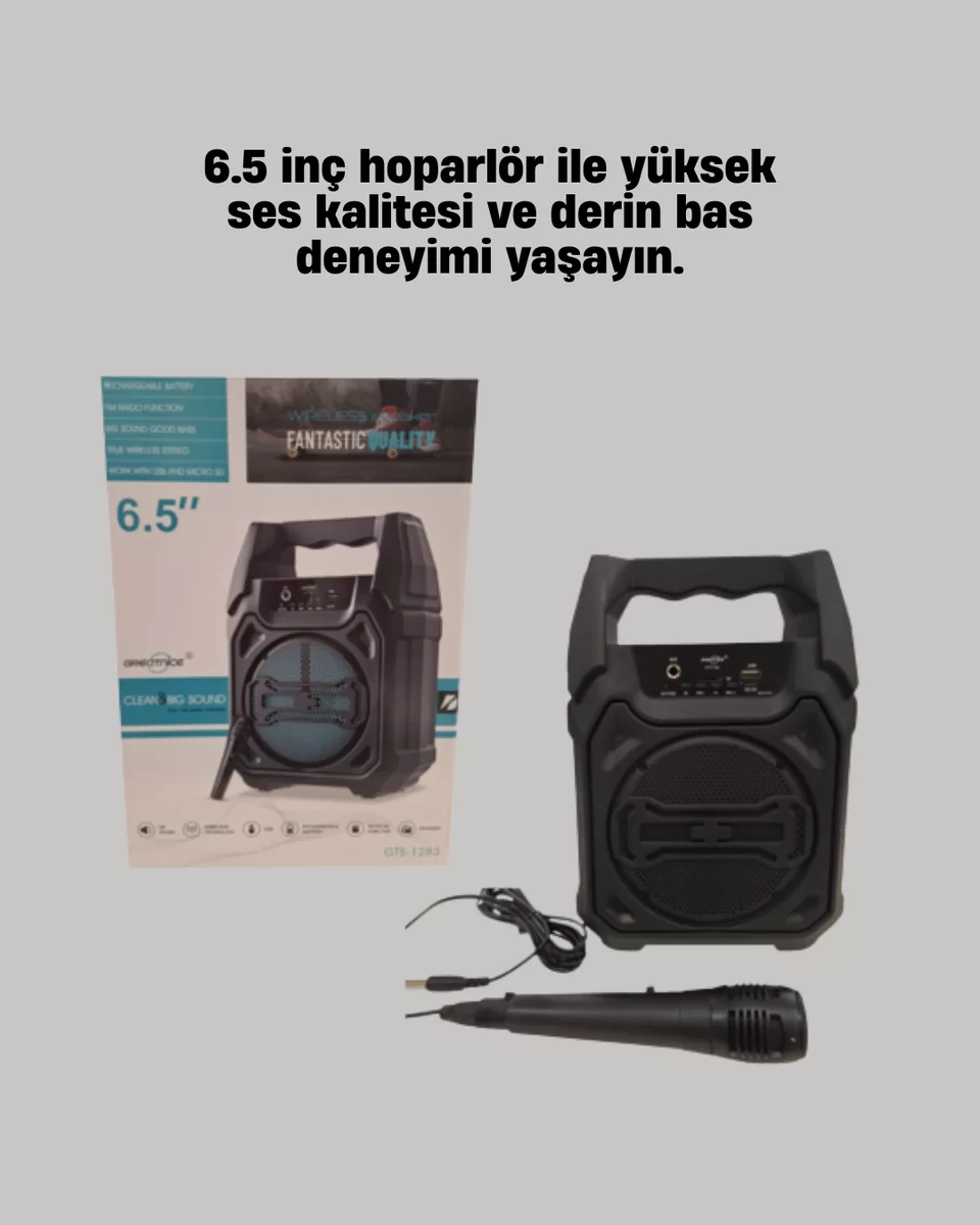 15W Güçlü Ses Çıkışlı Bluetooth Hoparlör FM Radyo ve Mikrofon Destekli 2 15W Güçlü Ses Çıkışlı Bluetooth Hoparlör FM Radyo ve Mikrofon Destekli - Görsel 2