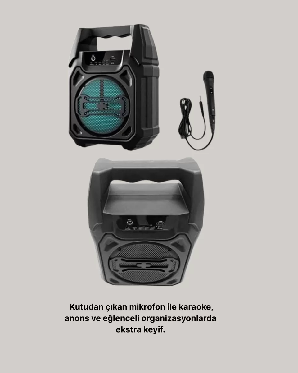15W Güçlü Ses Çıkışlı Bluetooth Hoparlör FM Radyo ve Mikrofon Destekli 4 15W Güçlü Ses Çıkışlı Bluetooth Hoparlör FM Radyo ve Mikrofon Destekli - Görsel 4