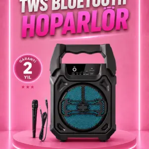 Taşınabilir 6.5” Bluetooth Hoparlör USB TF Kart Mikrofonlu Şarjlı Sistem