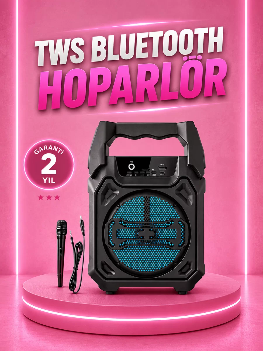 Taşınabilir 6.5” Bluetooth Hoparlör USB TF Kart Mikrofonlu Şarjlı Sistem 1 Taşınabilir 6.5” Bluetooth Hoparlör USB TF Kart Mikrofonlu Şarjlı Sistem