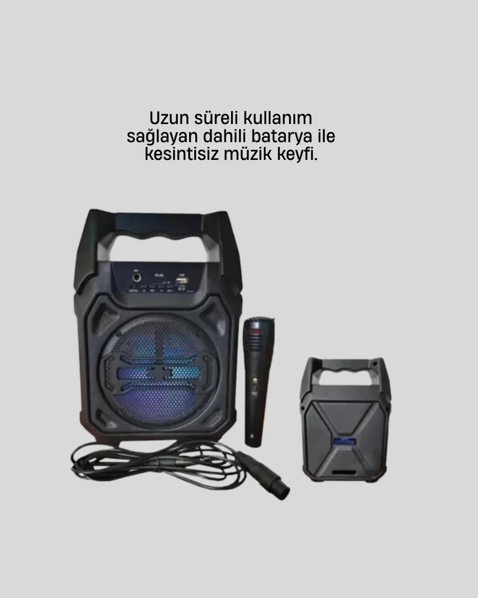 Taşınabilir 6.5” Bluetooth Hoparlör USB TF Kart Mikrofonlu Şarjlı Sistem 3 Taşınabilir 6.5” Bluetooth Hoparlör USB TF Kart Mikrofonlu Şarjlı Sistem - Görsel 3