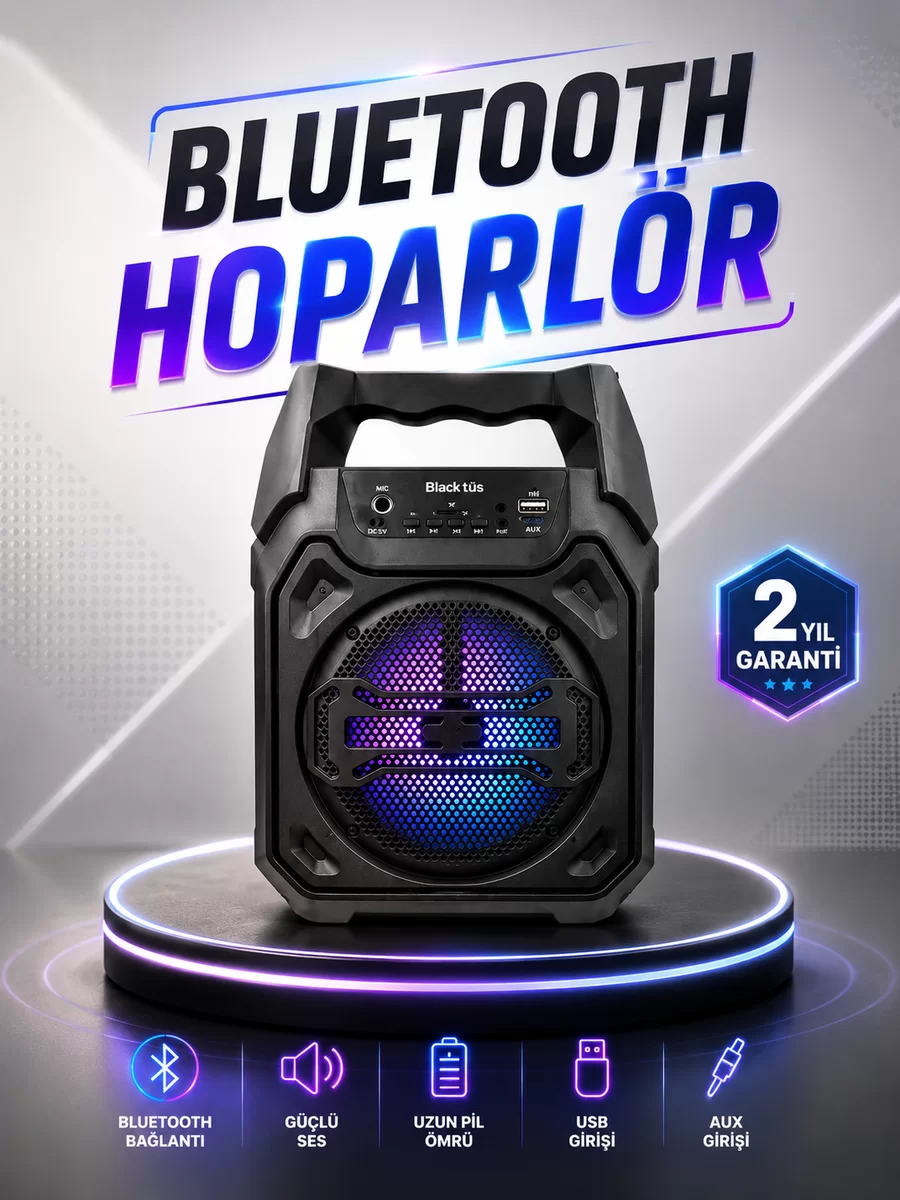 Güçlü ve Şarj Edilebilir Bluetooth Hoparlör 6.5 İnç 1 Güçlü ve Şarj Edilebilir Bluetooth Hoparlör 6.5 İnç
