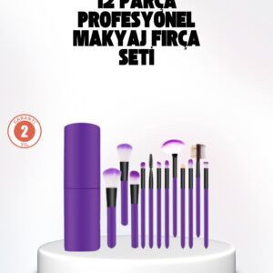 Kusursuz Makyaj İçin 12 Parça Profesyonel Fırça Seti Taşınabilir Kutu Hediyeli