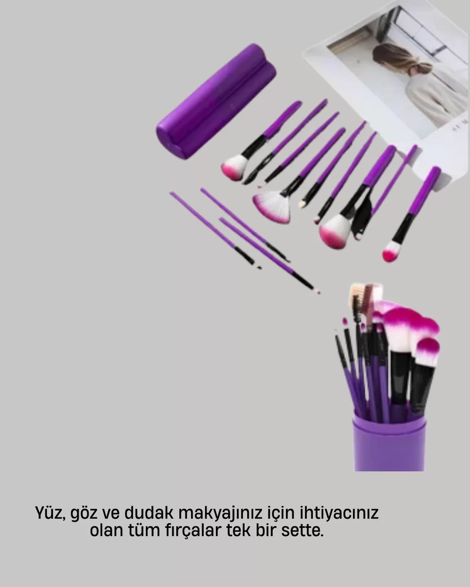 12’li Profesyonel Makyaj Fırça Seti Ultra Yumuşak Sentetik Kıllı 2 12’li Profesyonel Makyaj Fırça Seti Ultra Yumuşak Sentetik Kıllı - Görsel 2