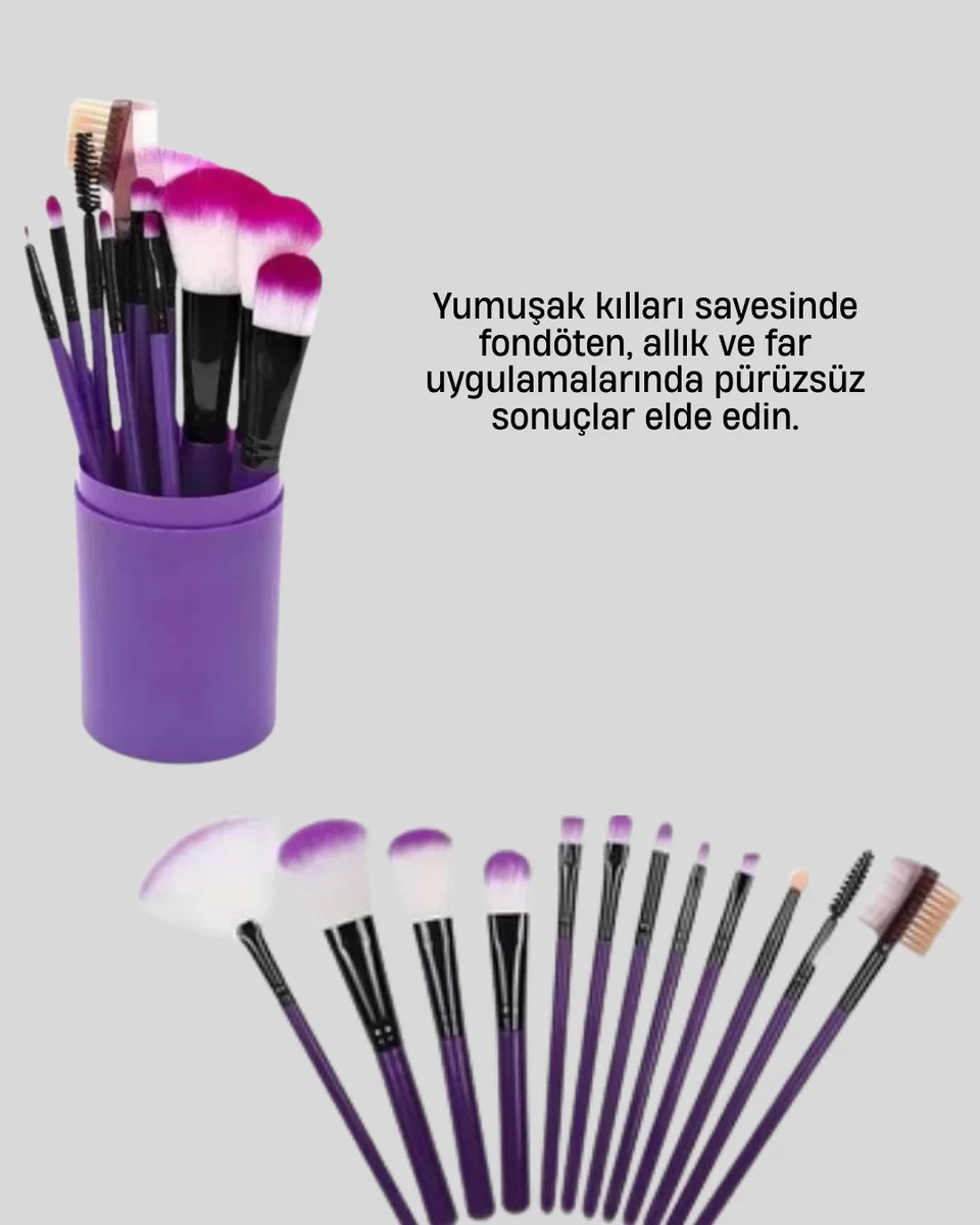 12’li Profesyonel Makyaj Fırça Seti Ultra Yumuşak Sentetik Kıllı 3 12’li Profesyonel Makyaj Fırça Seti Ultra Yumuşak Sentetik Kıllı - Görsel 3