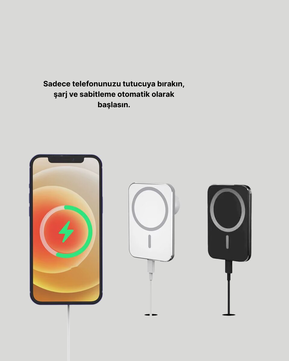 iPhone Serileri ile Uyumlu MagSafe Manyetik Araç Telefon Tutucu ve Şarj Cihazı 3 iPhone Serileri ile Uyumlu MagSafe Manyetik Araç Telefon Tutucu ve Şarj Cihazı - Görsel 3