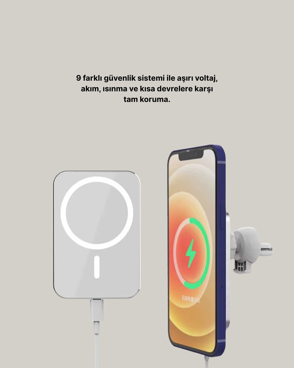 iPhone Serileri ile Uyumlu MagSafe Manyetik Araç Telefon Tutucu ve Şarj Cihazı 4 iPhone Serileri ile Uyumlu MagSafe Manyetik Araç Telefon Tutucu ve Şarj Cihazı - Görsel 4