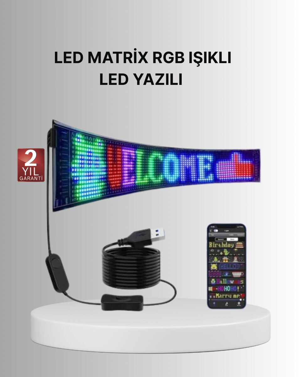 Gece Kullanıma Uygun Pixel RGB LED Panel Estetik Atmosfer Işığı 1 Gece Kullanıma Uygun Pixel RGB LED Panel Estetik Atmosfer Işığı