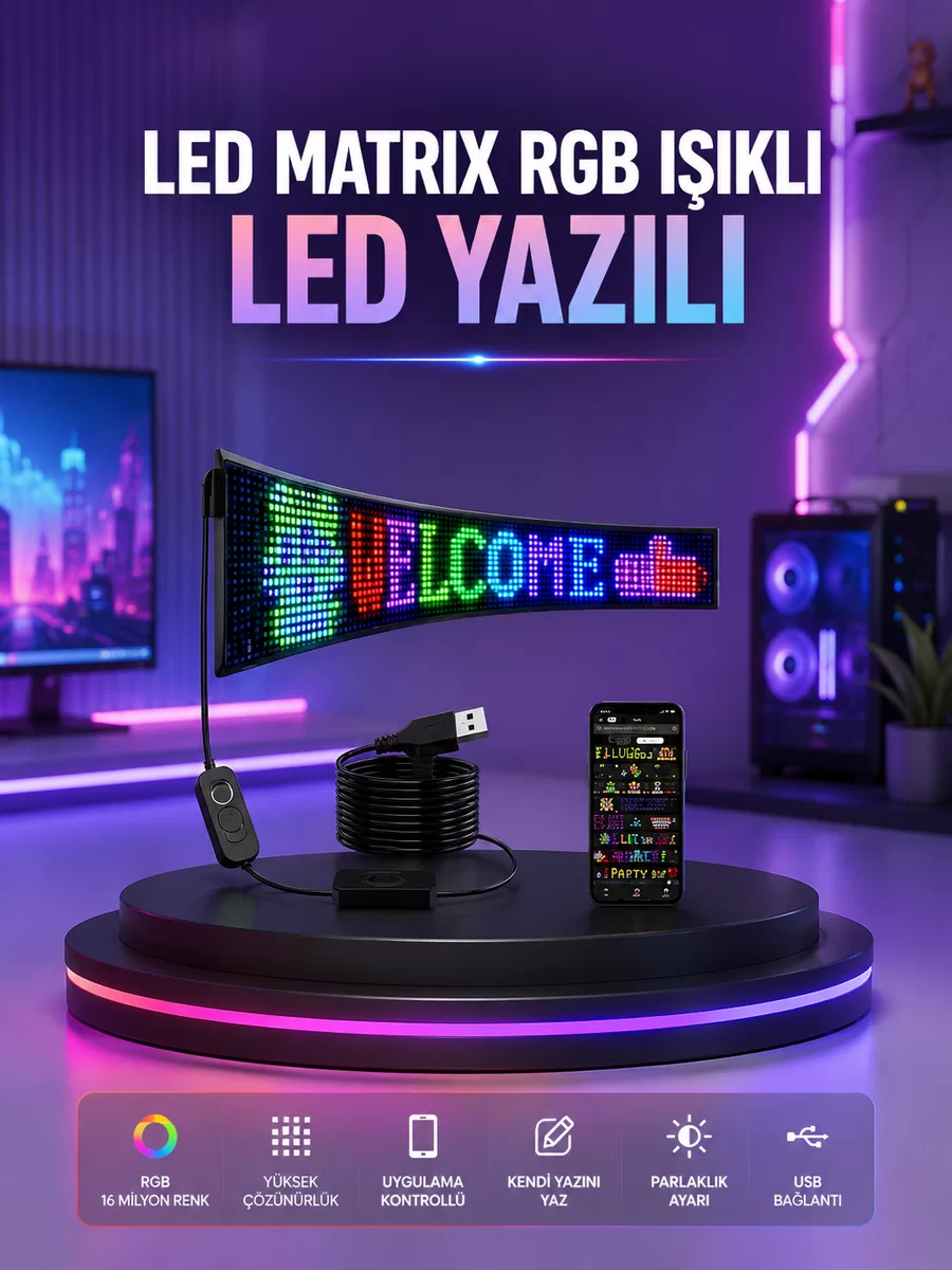 RGB LED Panel Renkli Işık Efektli Dekoratif Aydınlatma 1 RGB LED Panel Renkli Işık Efektli Dekoratif Aydınlatma