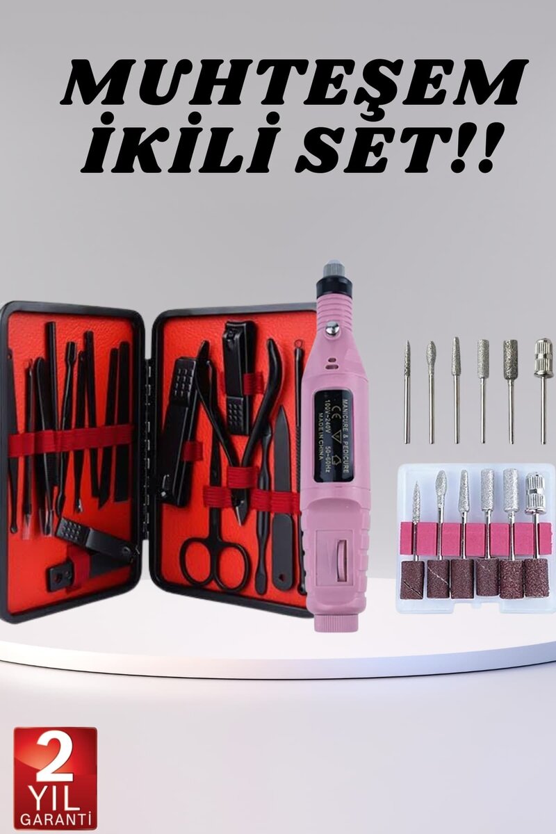 Elektrikli Manikür Pedikür Seti İkili Set 17 Parça Tırnak Bakımı Nasır Temizleme Tırnak Şekillendirme 1 Elektrikli Manikür Pedikür Seti İkili Set 17 Parça Tırnak Bakımı Nasır Temizleme Tırnak Şekillendirme