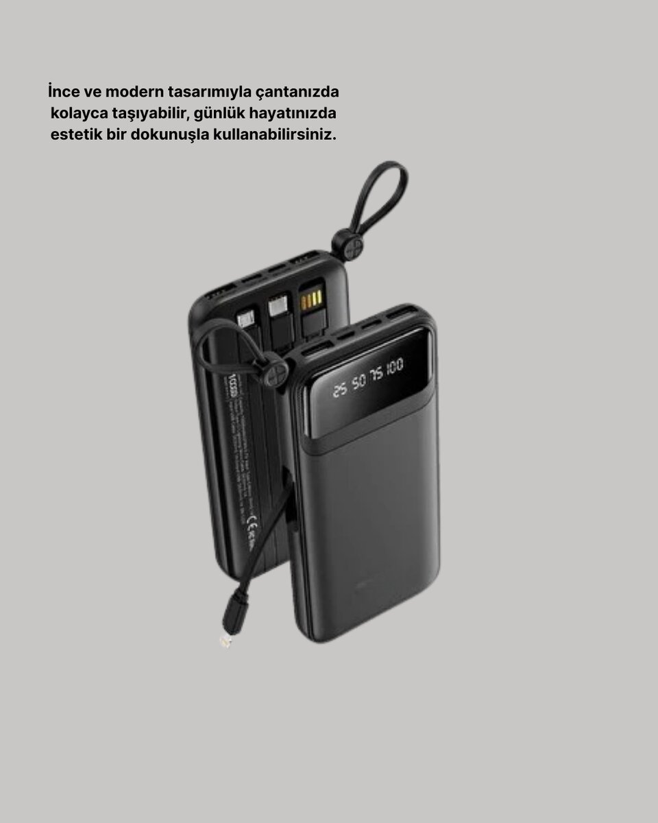 Taşınabilir 20.000 mAh Hızlı Şarj Powerbank 4 Çıkışlı 2 Taşınabilir 20.000 mAh Hızlı Şarj Powerbank 4 Çıkışlı - Görsel 2