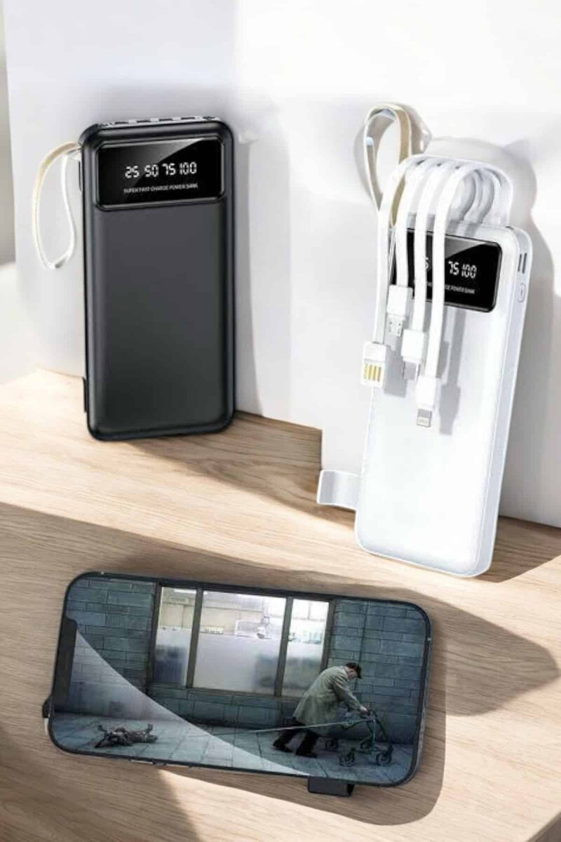 20.000 Mah Led Işıklı LCD Ekran USB Girişli Type-C Lightning Powerbank 2 20.000 Mah Led Işıklı LCD Ekran USB Girişli Type-C Lightning Powerbank - Görsel 2