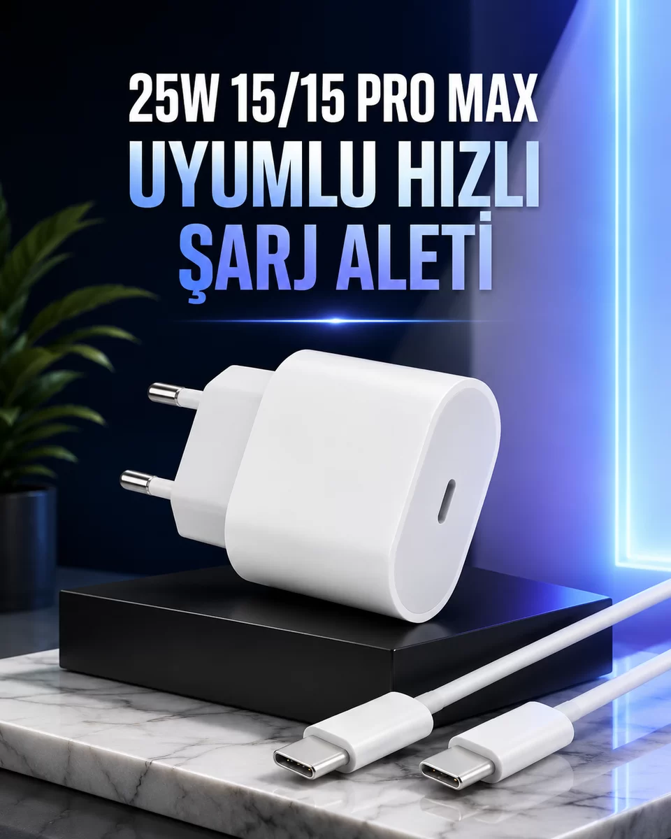 Güç Adaptörü ve Kablosu Şarj Aleti 15/15 Pro Max Uyumlu Hızlı Şarj 1 Güç Adaptörü ve Kablosu Şarj Aleti 15/15 Pro Max Uyumlu Hızlı Şarj
