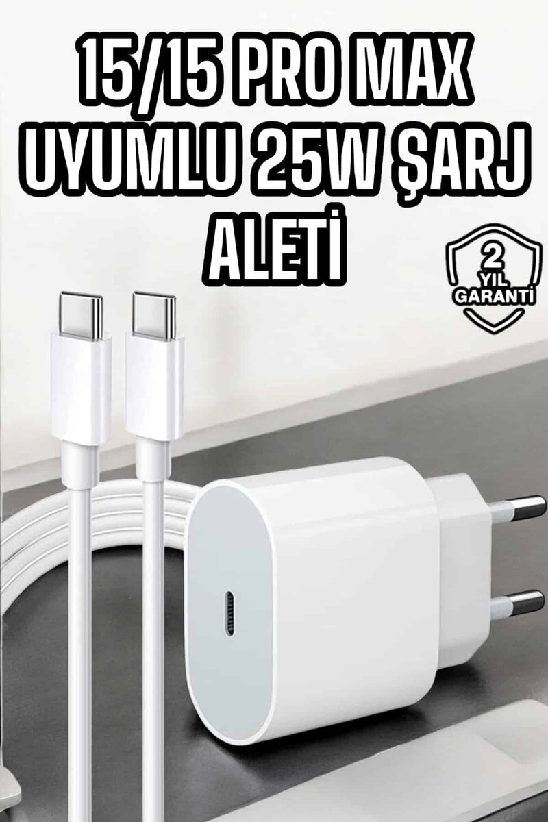 İOS Uyumlu Type-C Girişli Hızlı Şarj 15/15 Pro Max Adaptör ve Kablosu 1 İOS Uyumlu Type-C Girişli Hızlı Şarj 15/15 Pro Max Adaptör ve Kablosu