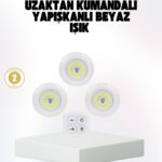Kablosuz Gün Işığı 3’lü LED Spot Lamba Kumandalı