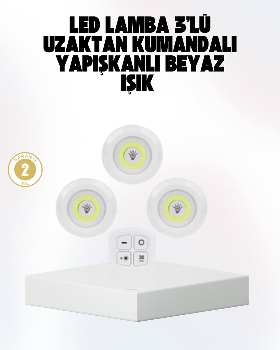 Kablosuz Gün Işığı 3’lü LED Spot Lamba Kumandalı 1 Kablosuz Gün Işığı 3’lü LED Spot Lamba Kumandalı