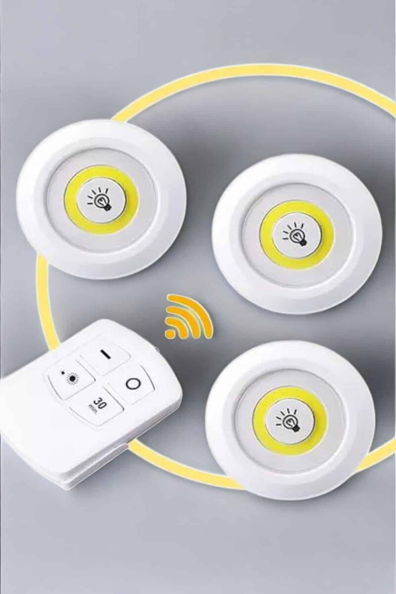 Led Lamba 3'lü Uzaktan Kumandalı Yapışkanlı Beyaz Işık 3 Led Lamba 3'lü Uzaktan Kumandalı Yapışkanlı Beyaz Işık - Görsel 3