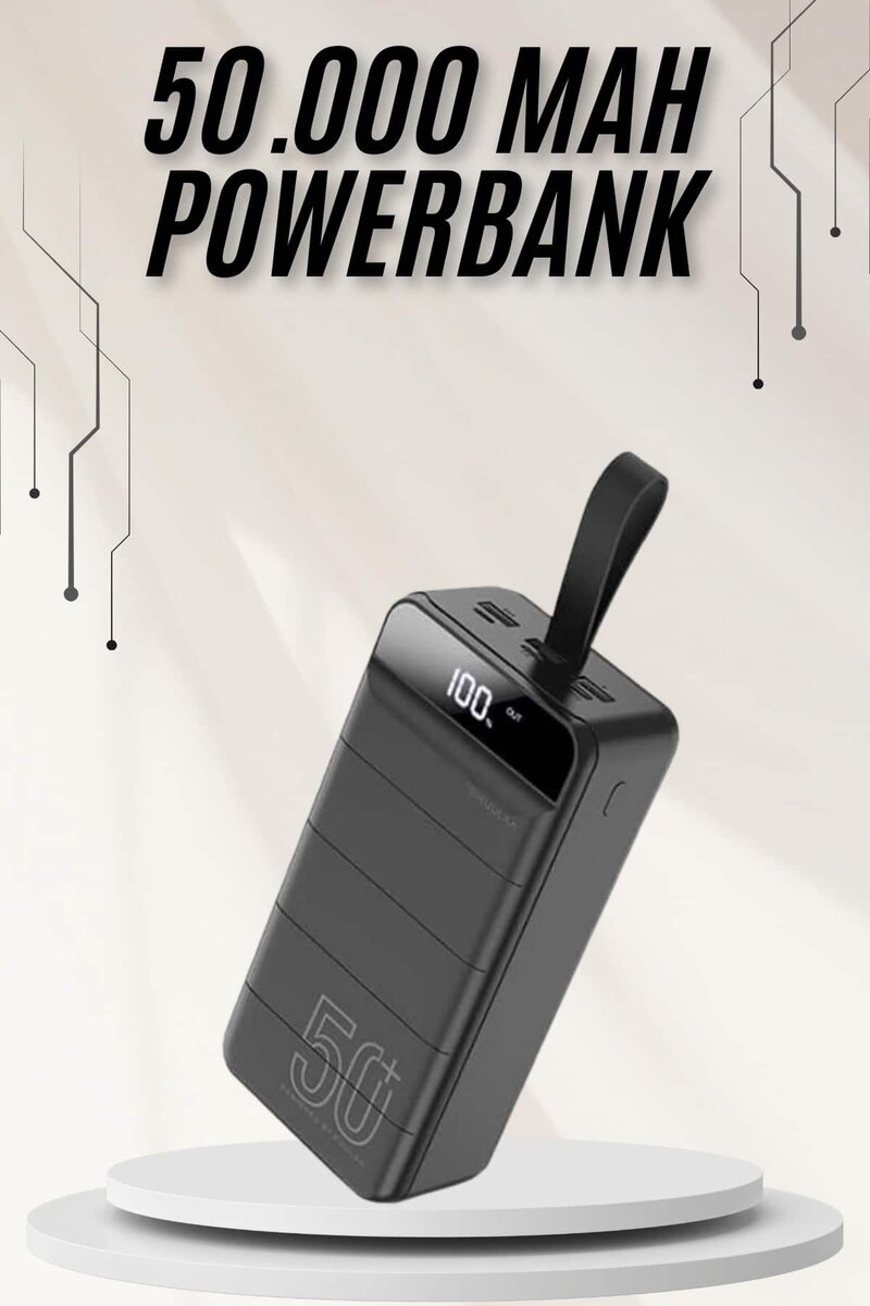 Powerbank Çoklu Şarj Girişi 50.000 Mah Taşınabilir Dijital Göstergeli 1 Powerbank Çoklu Şarj Girişi 50.000 Mah Taşınabilir Dijital Göstergeli