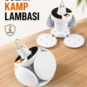 Kamp Lambası Işıldak Beyaz Işık Güneş Enerjili Solar Aydınlatma 5 Kanatlı Katlanabilir