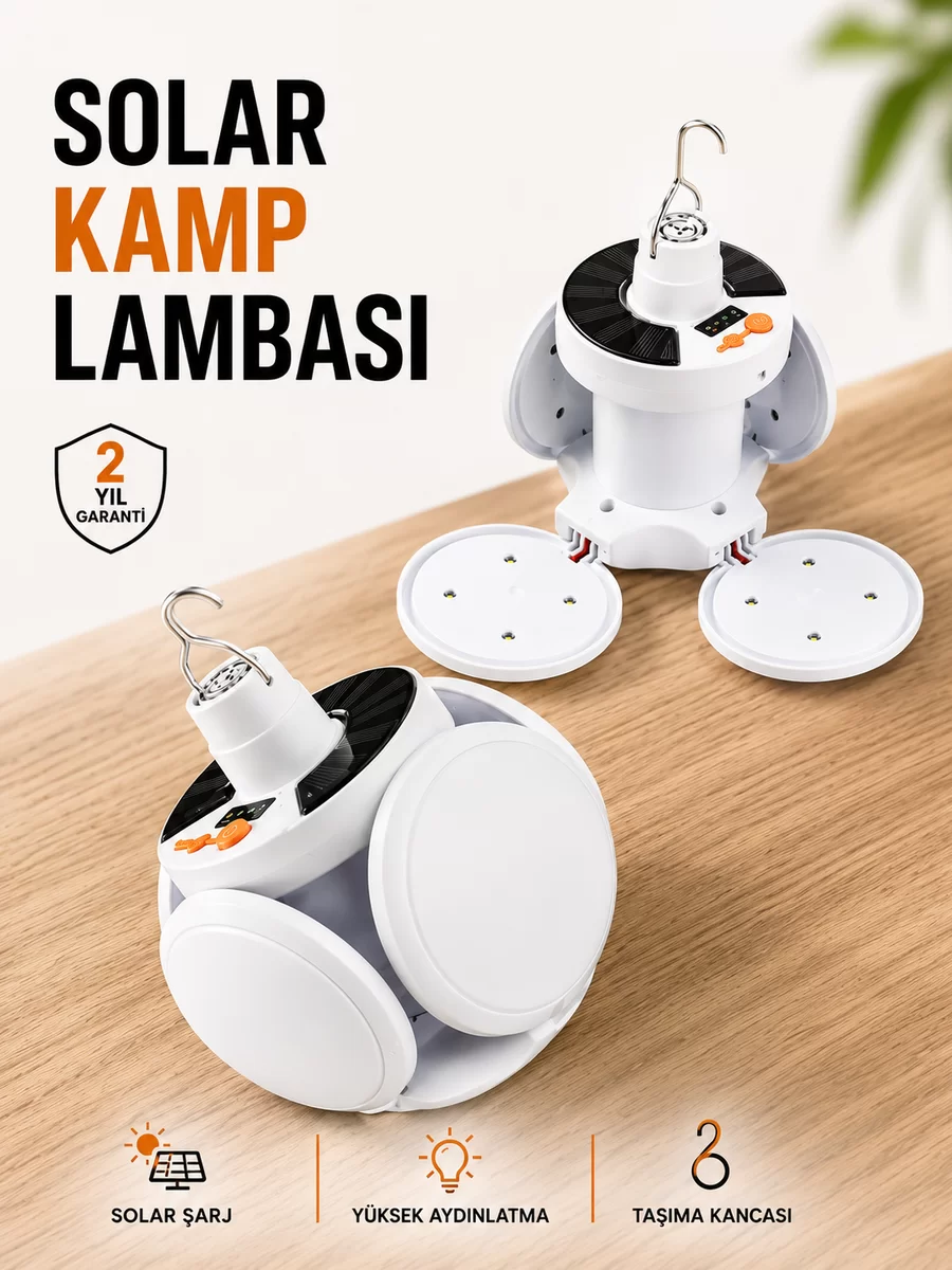 Kamp Lambası Işıldak Beyaz Işık Güneş Enerjili Solar Aydınlatma 5 Kanatlı Katlanabilir 1 Kamp Lambası Işıldak Beyaz Işık Güneş Enerjili Solar Aydınlatma 5 Kanatlı Katlanabilir