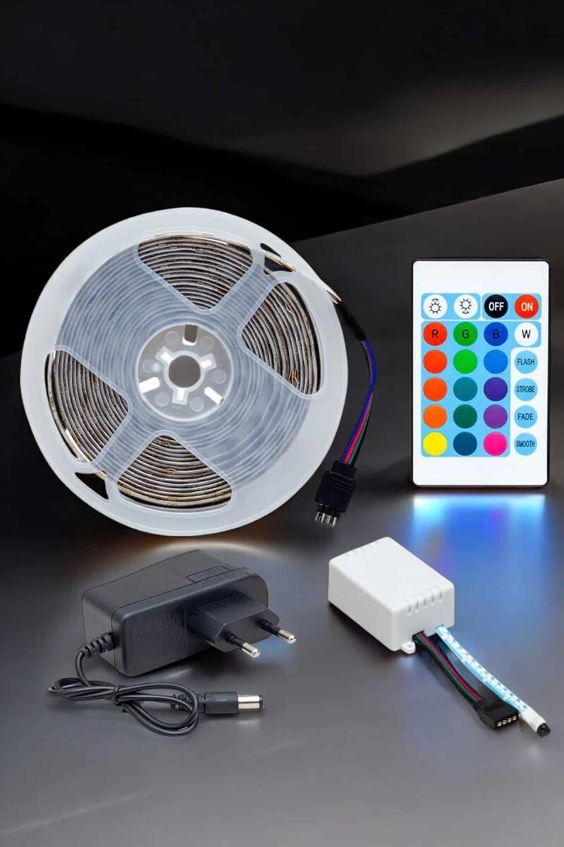 5 Metre Şerit Led RGB Işıklı Kumandalı Güç Adaptörü Her Ortama Uygun 3 5 Metre Şerit Led RGB Işıklı Kumandalı Güç Adaptörü Her Ortama Uygun - Görsel 3