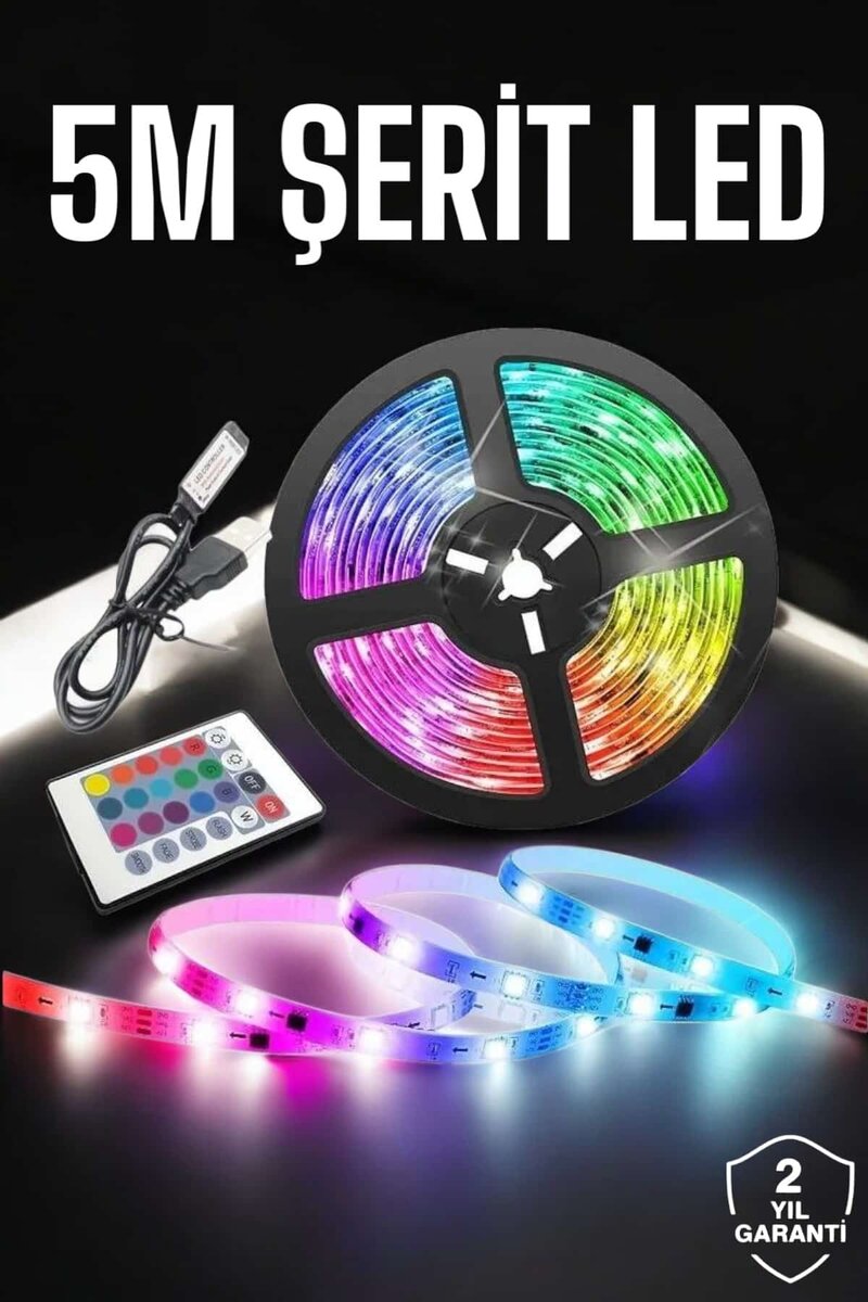 Led Işık 5 Metre Şerit Led RGB Işıklı 1 Led Işık 5 Metre Şerit Led RGB Işıklı