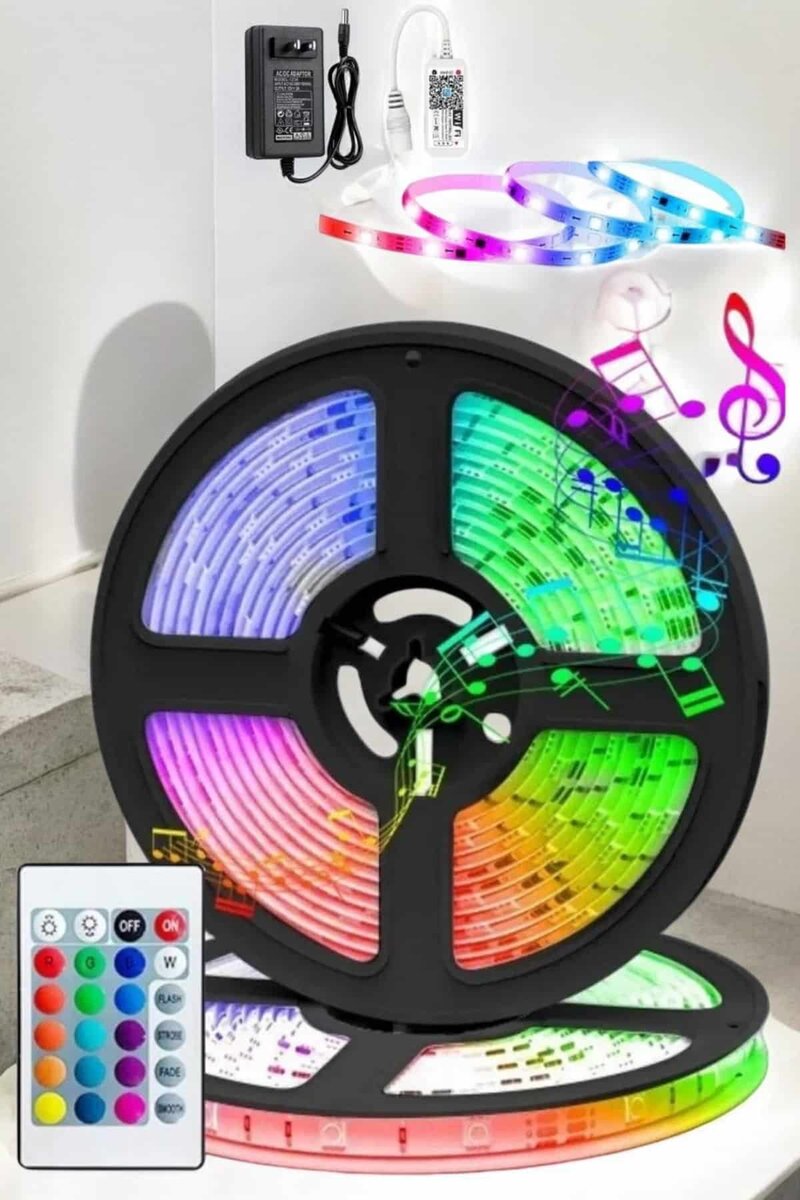 Led Işık 5 Metre Şerit Led RGB Işıklı 2 Led Işık 5 Metre Şerit Led RGB Işıklı - Görsel 2