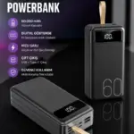 Powerbank 60.000 Mah Hızlı Şarj 4 Çıkışlı Uzun Şarj Süreli Dijital Göstergeli