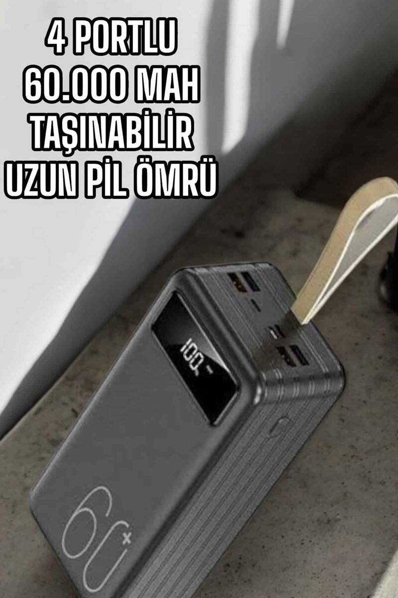 Powerbank 60.000 MAH Dijital Göstergeli 4 Portlu Taşınabilir 2 Powerbank 60.000 MAH Dijital Göstergeli 4 Portlu Taşınabilir - Görsel 2