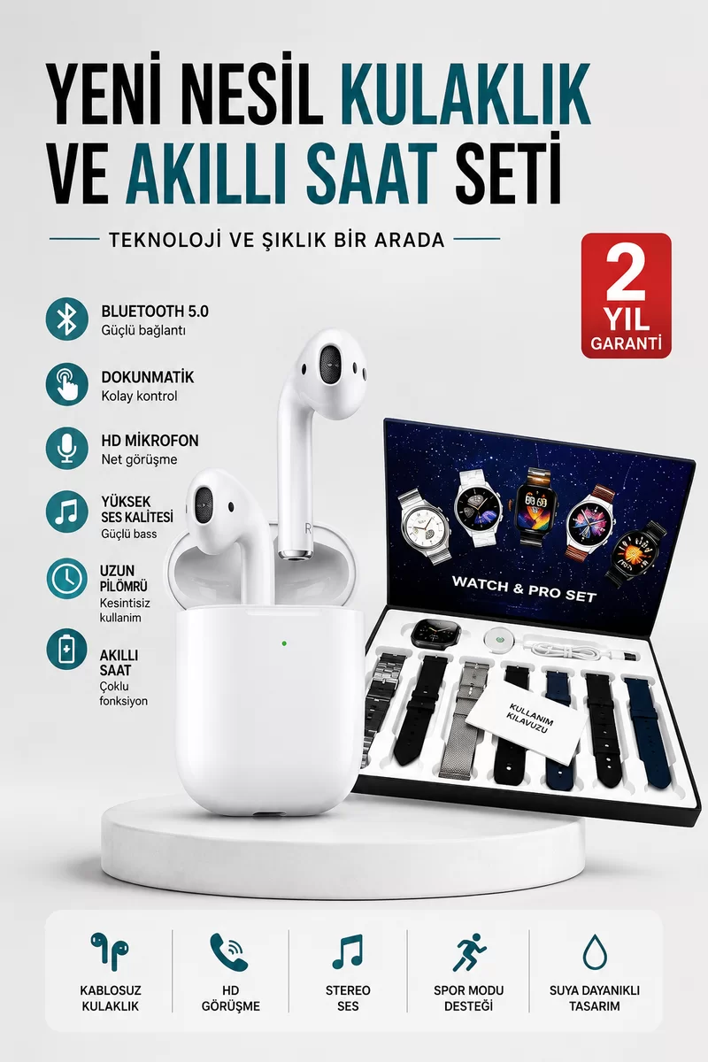 2025 Model Akıllı Saat ve 2.Nesil TWS Bluetooth Kulaklık Yüksek Ses Kaliteli 1 2025 Model Akıllı Saat ve 2.Nesil TWS Bluetooth Kulaklık Yüksek Ses Kaliteli